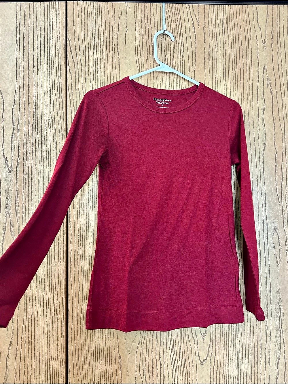 Simply Vera Wang Long Sleeve Tee in Red Size Small